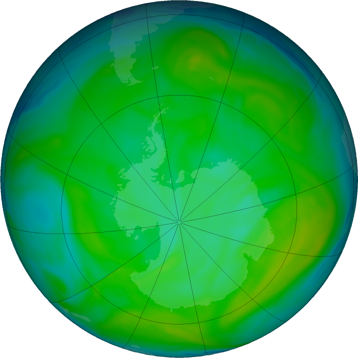 Antarctic ozone map for 11 December 2016